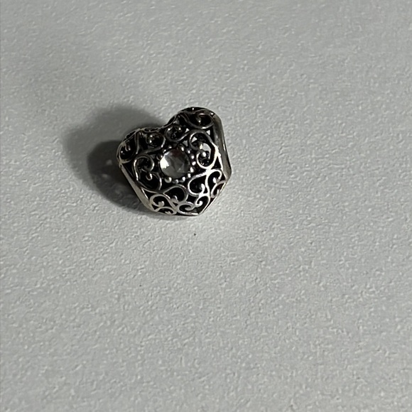 Pandora April Signature Heart Birthstone Charm Sterling Silver Bracelet Spacer - Picture 1 of 8